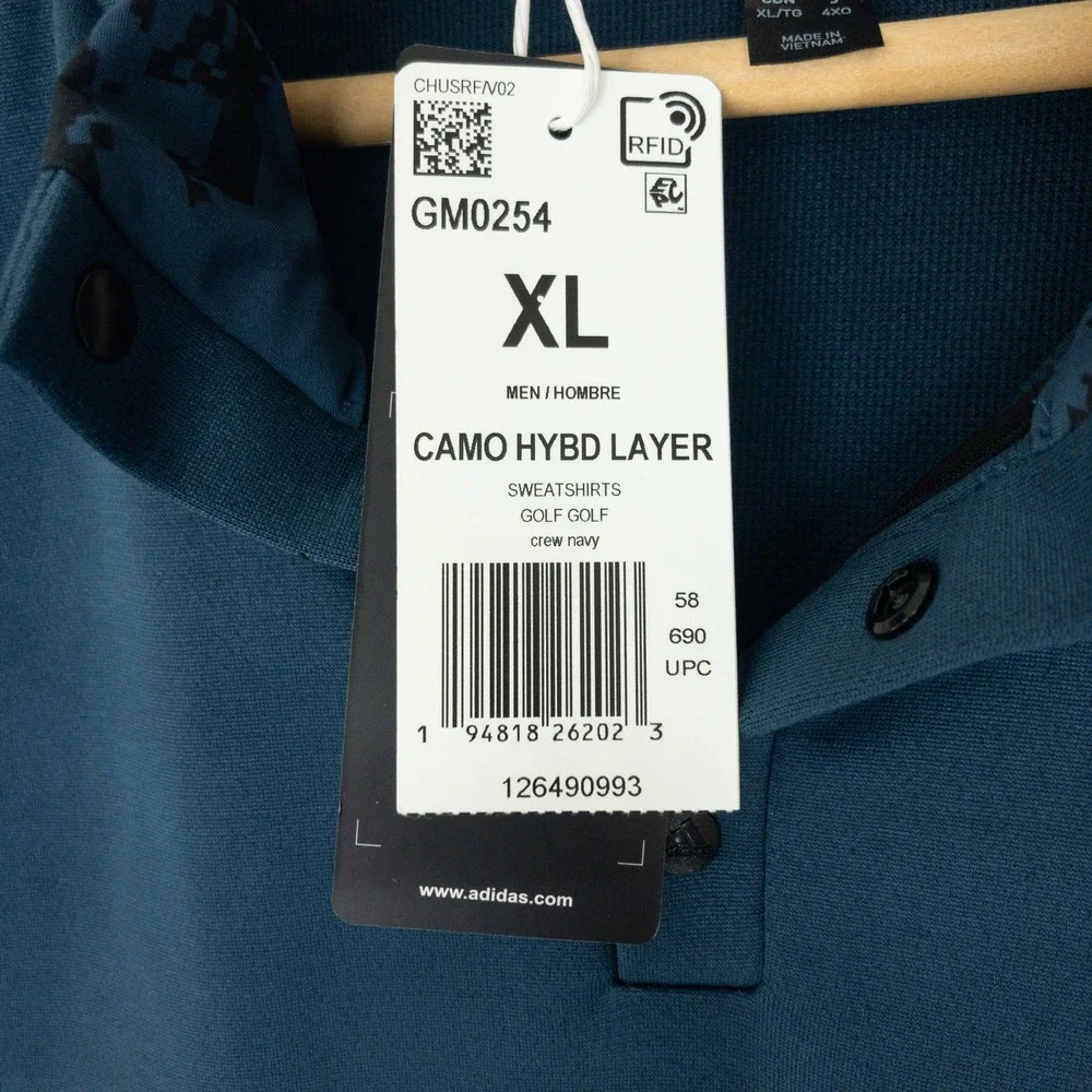 Adidas Camo Hybrid Layer Pullover Mens XL Navy Blue Pacific Life Quarter Snap